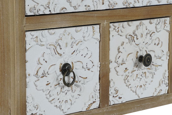 DKD Home Decor Mueble TV Arabe Natural Blanco 120 x 61 x 40 cm