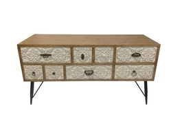 DKD Home Decor Mueble TV Arabe Natural Blanco 120 x 61 x 40 cm