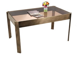 DKD Home Decor Mesa de Centro de Metal y Cristal Dorado