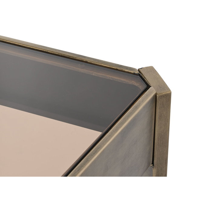 DKD Home Decor Mesa de Centro de Metal y Cristal Dorado