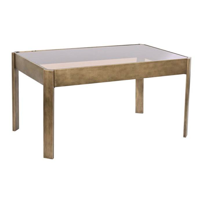 DKD Home Decor Mesa de Centro de Metal y Cristal Dorado
