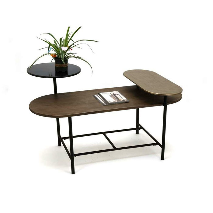 DKD Home Decor Mesa de Centro Moderna en Marrón, Metal y Mármol