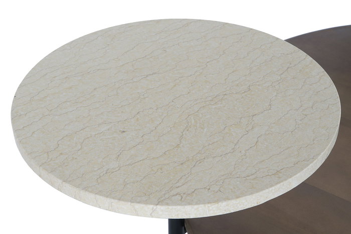 DKD Home Decor Mesa Centro Moderno Negro Marron 90 x 61 x 118 cm Metal MDF Marmol