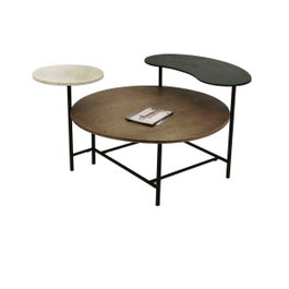 DKD Home Decor Mesa de Centro Moderna Negro con Metal, MDF y Mármol