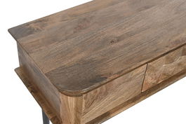 DKD Home Decor Consola Colonial Negro y Natural 116x40x77 cm Mango y Metal