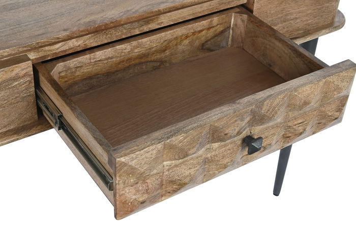 DKD Home Decor Consola Colonial Negro y Natural 116x40x77 cm Mango y Metal