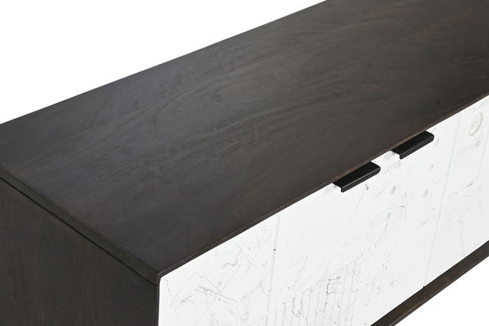 DKD Home Decor Mueble TV Moderno Marron Oscuro Blanco Mango 140x35x50 cm