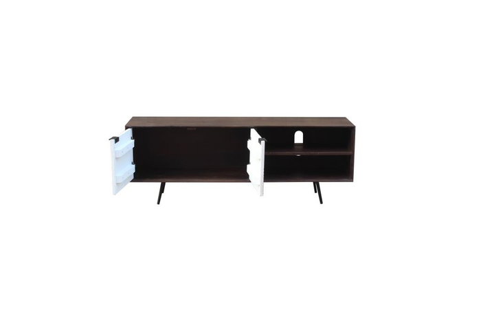 DKD Home Decor Mueble TV Mango 140x35x50 Marrón Oscuro