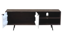 DKD Home Decor Mueble TV Moderno Marron Oscuro Blanco Mango 140x35x50 cm