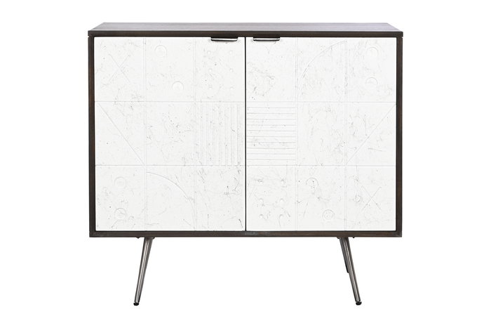 DKD Home Decor Aparador Moderno Blanco y Marron Mango y Metal 90 x 43 x 82 cm