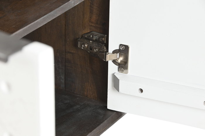 DKD Home Decor Aparador Moderno Blanco y Marron Mango y Metal 90 x 43 x 82 cm