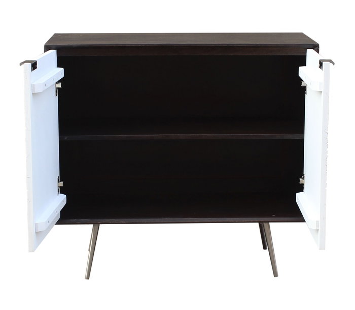 DKD Home Decor Aparador Moderno Blanco y Marron Mango y Metal 90 x 43 x 82 cm