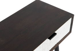 DKD Home Decor Consola Moderno Blanco Wengue Mango y Metal 2 Cajones 105 x 35 x 77 cm