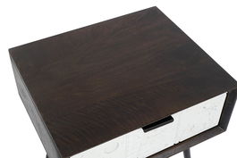 DKD Home Decor Mesita de Noche Moderna Wengue Blanco 38 x 50 x 45 cm con 1 Cajón de Mango y Metal