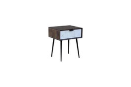 DKD Home Decor Mesita de Noche Mango y Metal Wengue