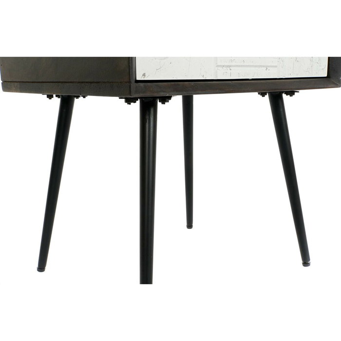 DKD Home Decor Mesita de Noche Mango y Metal Wengue