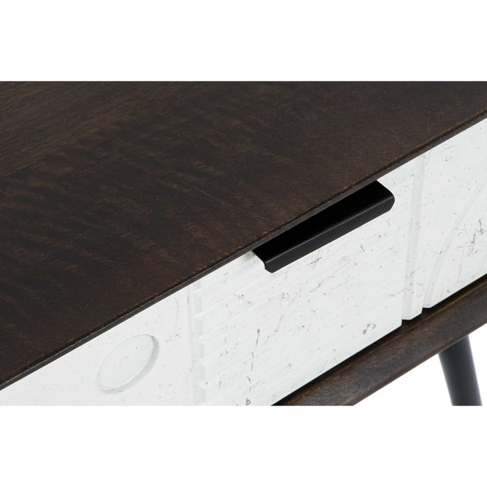 DKD Home Decor Mesita de Noche Mango y Metal Wengue