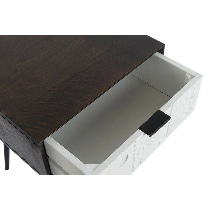 DKD Home Decor Mesita de Noche Mango y Metal Wengue