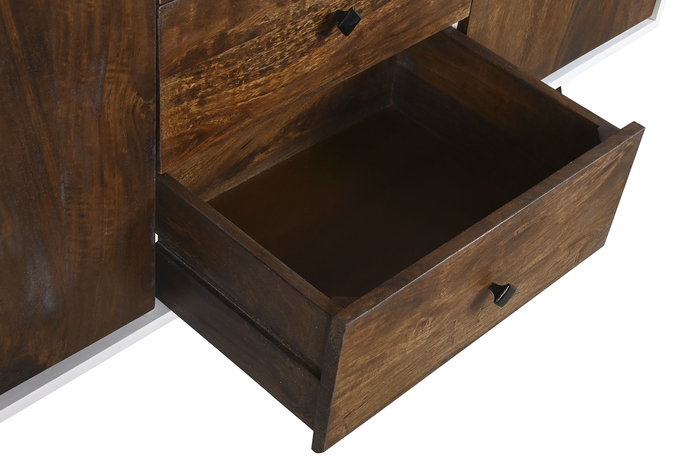 DKD Home Decor Buffet Blanco Marron Oscuro 3 Cajones 2 Puertas 150 x 40 x 80 cm