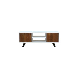 DKD Home Decor Mueble TV Mango y Metal Blanco 135x35x51 cm