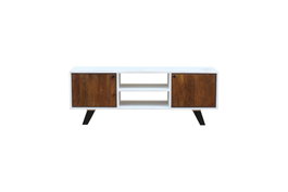 DKD Home Decor Mueble TV Moderno Blanco Marron Oscuro 135 x 51 x 35 cm