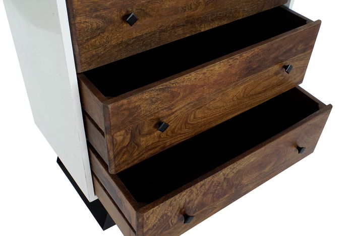 DKD Home Decor Cajonera Moderno Blanco Marron Oscuro 4 cajones 40 x 105 x 70 cm
