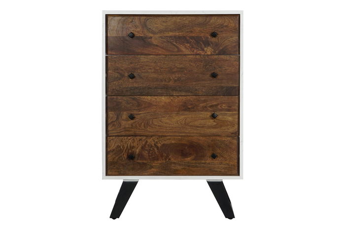 DKD Home Decor Cajonera Moderno Blanco Marron Oscuro 4 cajones 40 x 105 x 70 cm