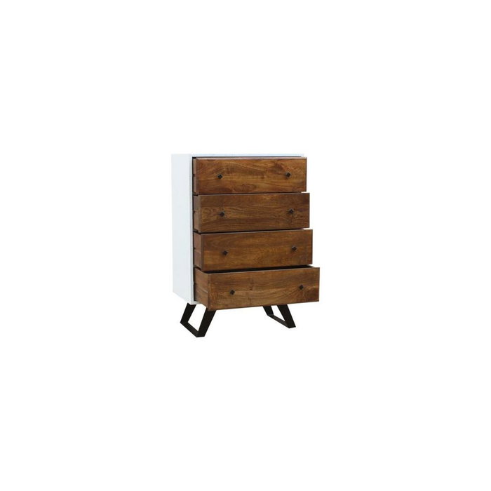 DKD Home Decor Cajonera Moderno Blanco Marron Oscuro 4 cajones 40 x 105 x 70 cm