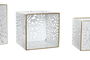 DKD Home Decor Macetero Tropical Blanco Dorado Metal Set 3 Piezas 15x15x15 cm