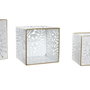 DKD Home Decor Set de 3 Maceteros de Metal con Diseño de Hojas, Blanco