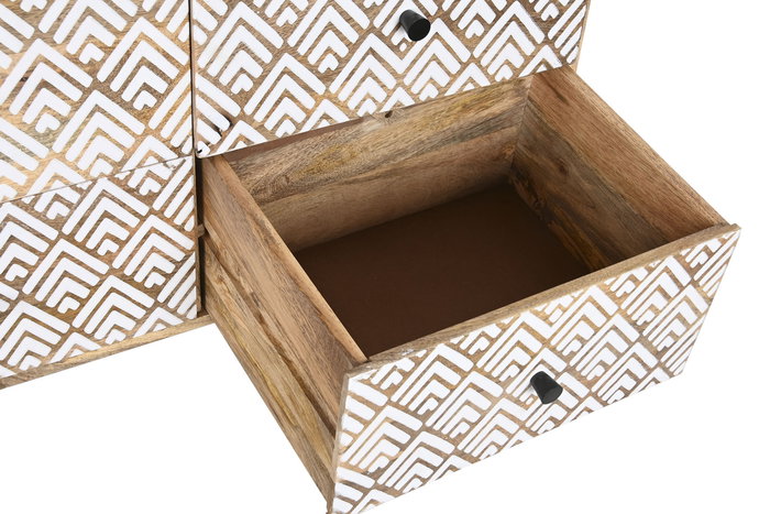 Cajonera Boho DKD Home Decor Natural Blanco 40 x 85 x 90 cm