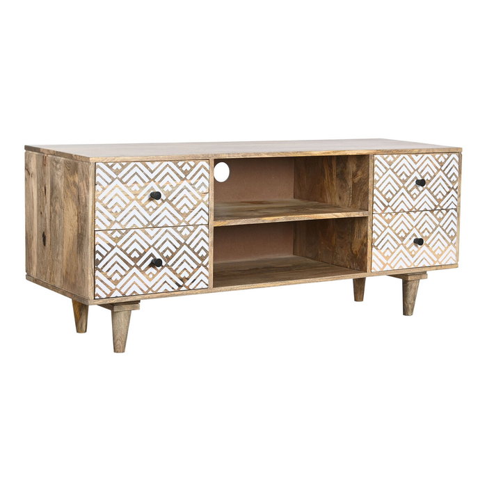 DKD Home Decor Mueble TV Mango 135x40x55 Natural y Blanco