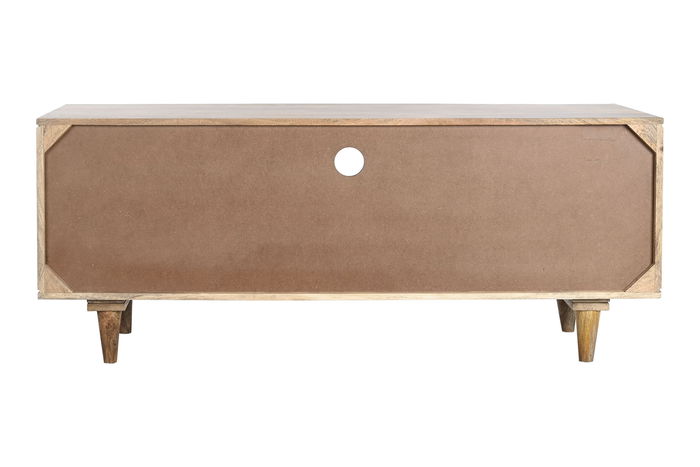 DKD Home Decor Mueble TV Boho Natural Blanco 135 x 40 x 55 cm