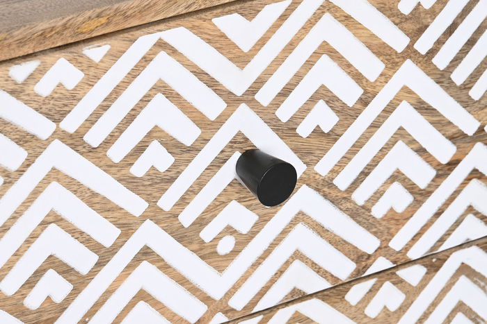 DKD Home Decor Mueble TV Boho Natural Blanco 135 x 40 x 55 cm