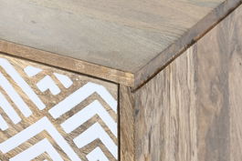 DKD Home Decor Mueble TV Boho Natural Blanco 135 x 40 x 55 cm