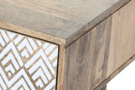 DKD Home Decor Mesa Centro Boho Natural Blanco 120 x 60 x 45 cm