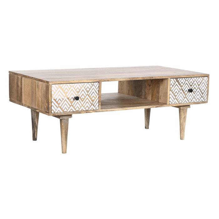 DKD Home Decor Mesa de Centro de Mango 120x60x45 cm Natural y Blanco
