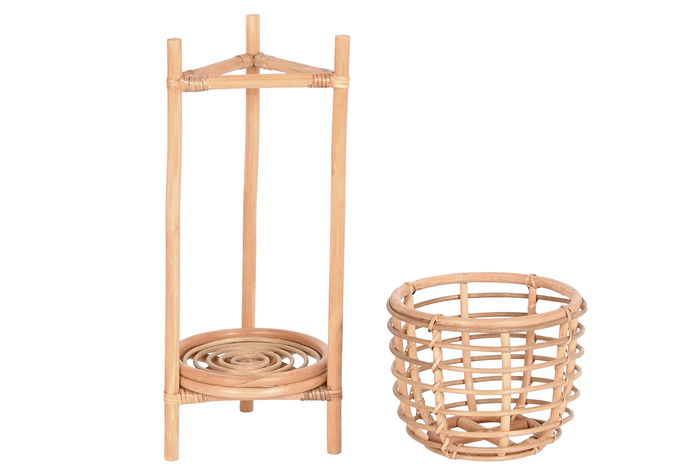 DKD Home Decor Macetero Balines Natural Ratan 25 x 70 x 25 cm