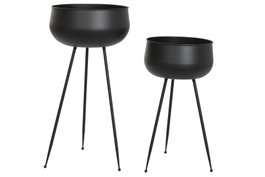 DKD Home Decor Set de 2 Maceteros Metal Negros 34x34x69 cm