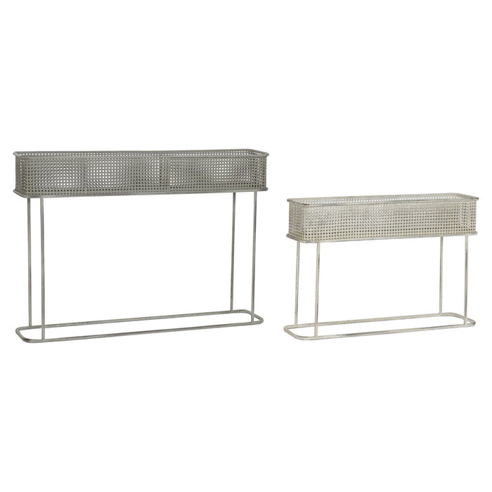 DKD Home Decor Set de 2 Maceteros Metálicos Gris Envejecido
