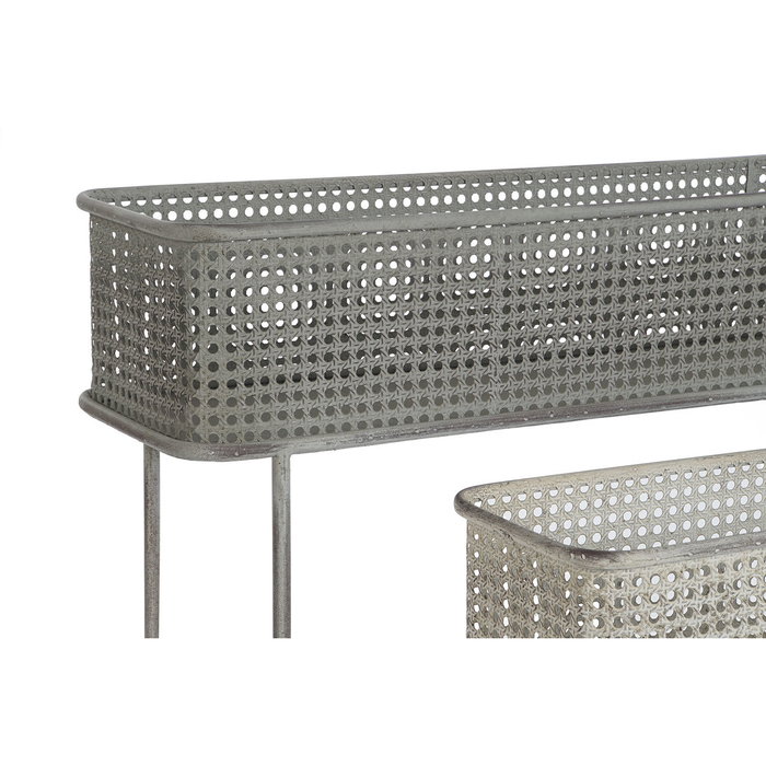 DKD Home Decor Set de 2 Maceteros Metálicos Gris Envejecido