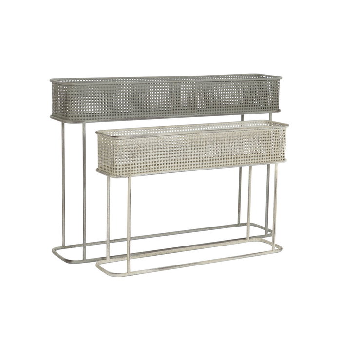 DKD Home Decor Set de 2 Maceteros Metálicos Gris Envejecido