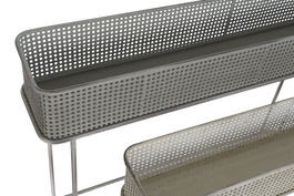 DKD Home Decor Macetero Vintage Gris Blanco Metal 22 x 70 x 100 cm Set de 2