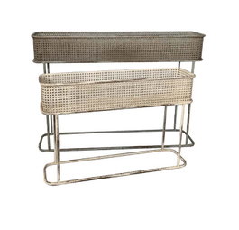 DKD Home Decor Set de 2 Maceteros Metálicos Gris Envejecido