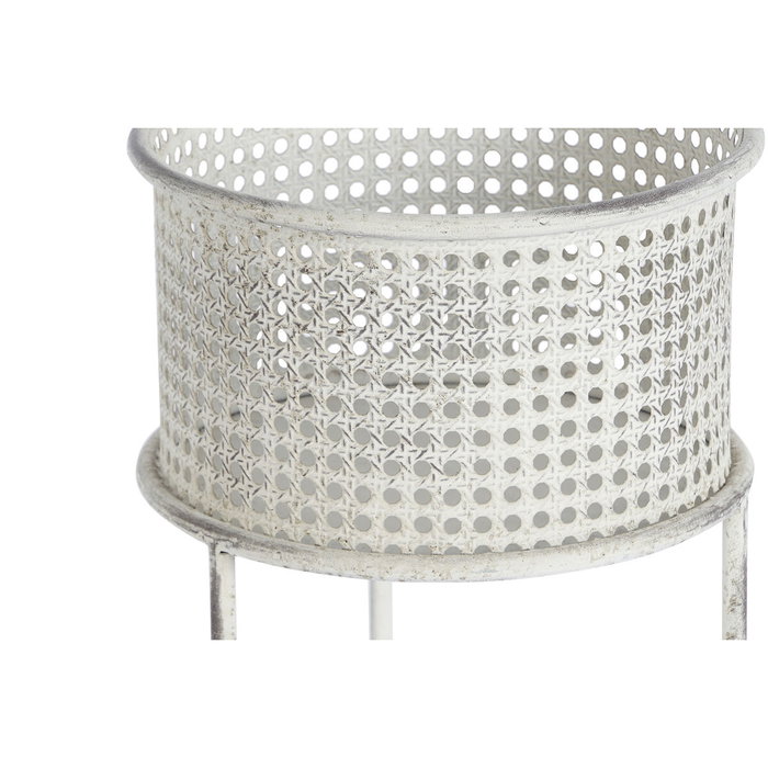 DKD Home Decor Set de 2 Maceteros de Metal Envejecido Blanco y Gris 33x33x70 cm