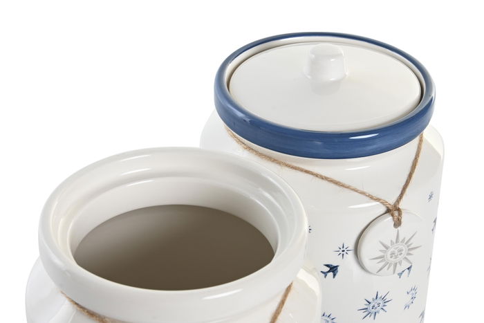 DKD Home Decor Bote Atlantico Dolomita Azul Blanco 15 x 21 x 15 cm (2 Unidades)