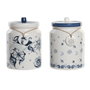 DKD Home Decor Set de 2 Botes Stella Maris, 2,35 L, Azul y Blanco