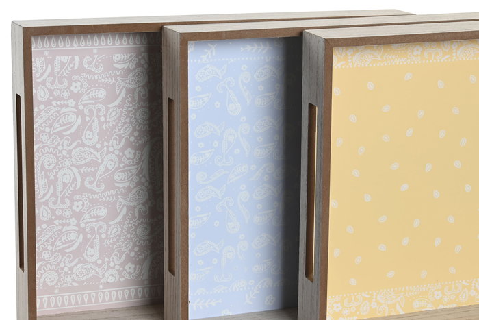 DKD Home Decor Bandeja Shabby Rosa Azul Amarillo 30 x 5 x 40 cm (3 Unidades) DKD Home Decor Bandeja Shabby Rosa Azul Amarillo 30 x 5 x 40 cm (3 Unidades)