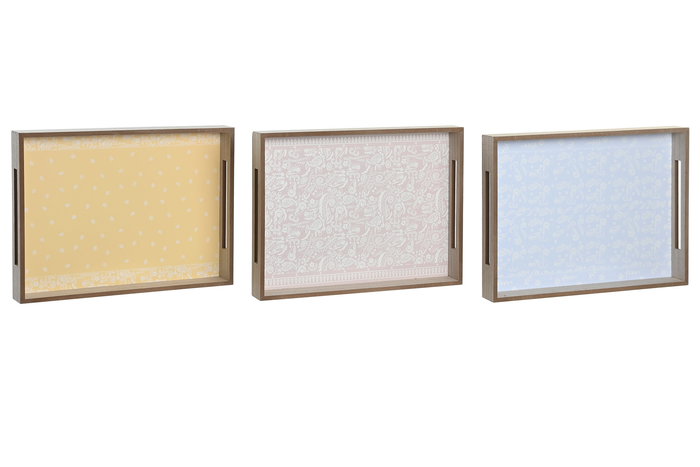 DKD Home Decor Bandeja Shabby Rosa Azul Amarillo 30 x 5 x 40 cm (3 Unidades) DKD Home Decor Bandeja Shabby Rosa Azul Amarillo 30 x 5 x 40 cm (3 Unidades)