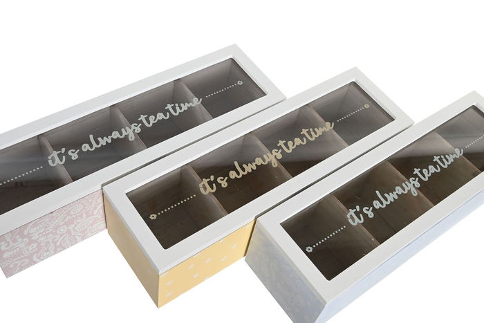 DKD Home Decor Caja para Infusiones Shabby Rosa Azul MDF Cristal 30 x 9 x 8 cm DKD Home Decor Caja para Infusiones Shabby Rosa Azul MDF Cristal 30 x 9 x 8 cm